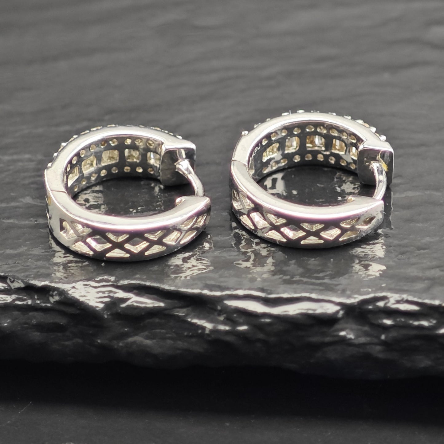 1/2cttw Diamond Mini Hoops Latch Back Sterling Silver Earrings ER3193