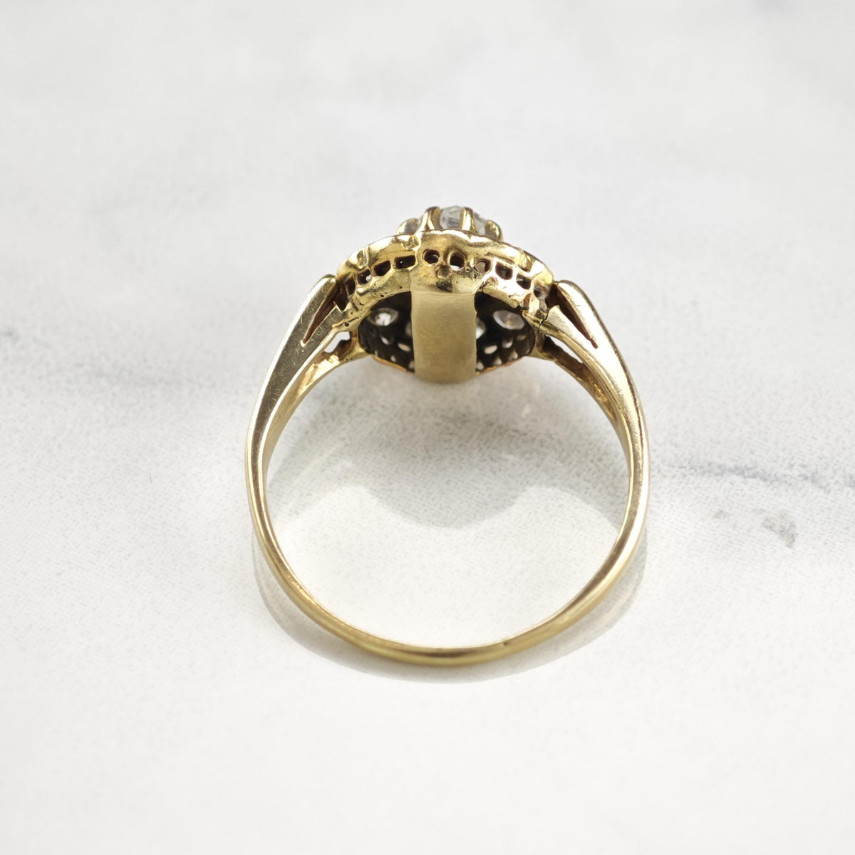AS IS Diamond Halo 14K Gold Ring Sz 6 1/2 R6784