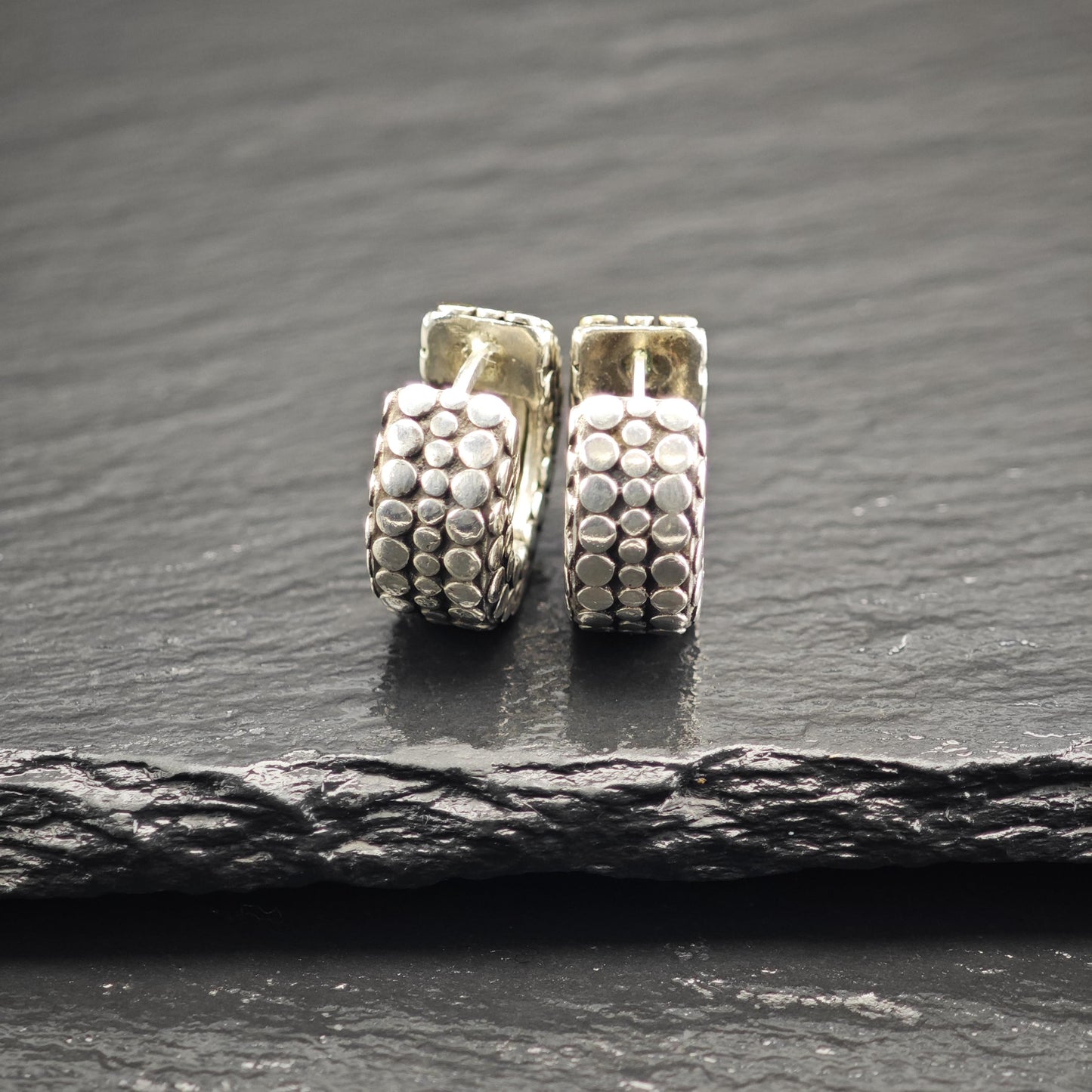 Vintage John Hardy 18K Gold Overlay Mini Hoop Sterling Silver Earrings ER3177