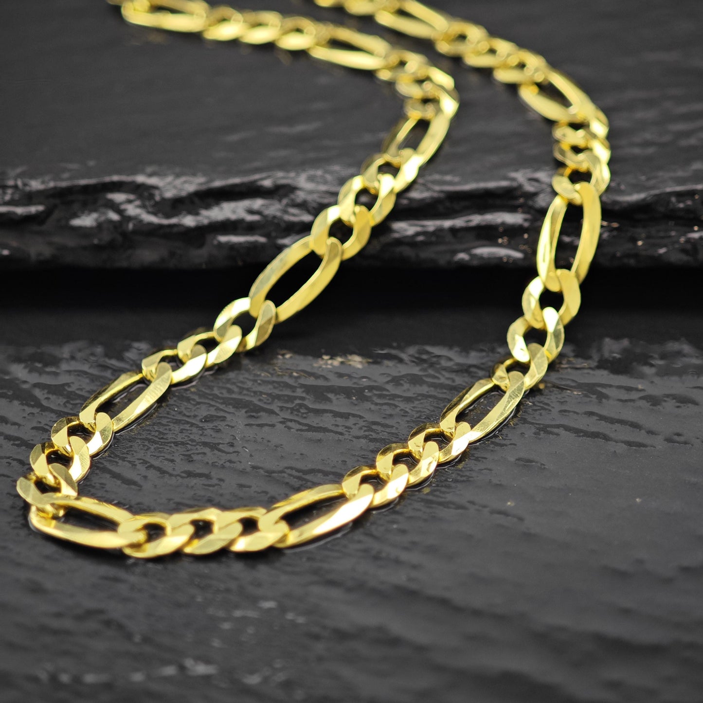 Sterling Silver Gold Plated 4.5mm Figaro Chain Necklace 24" N2654