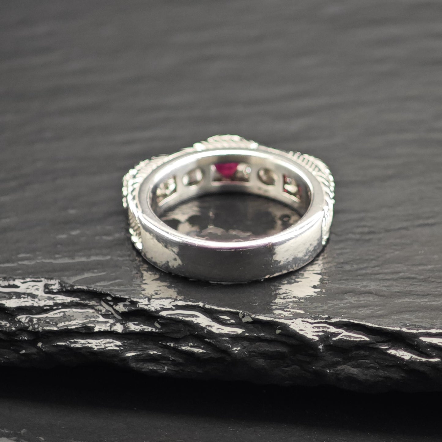 Judith Ripka Ruby, CZ Band Sterling Silver Ring Sz 6 R6695