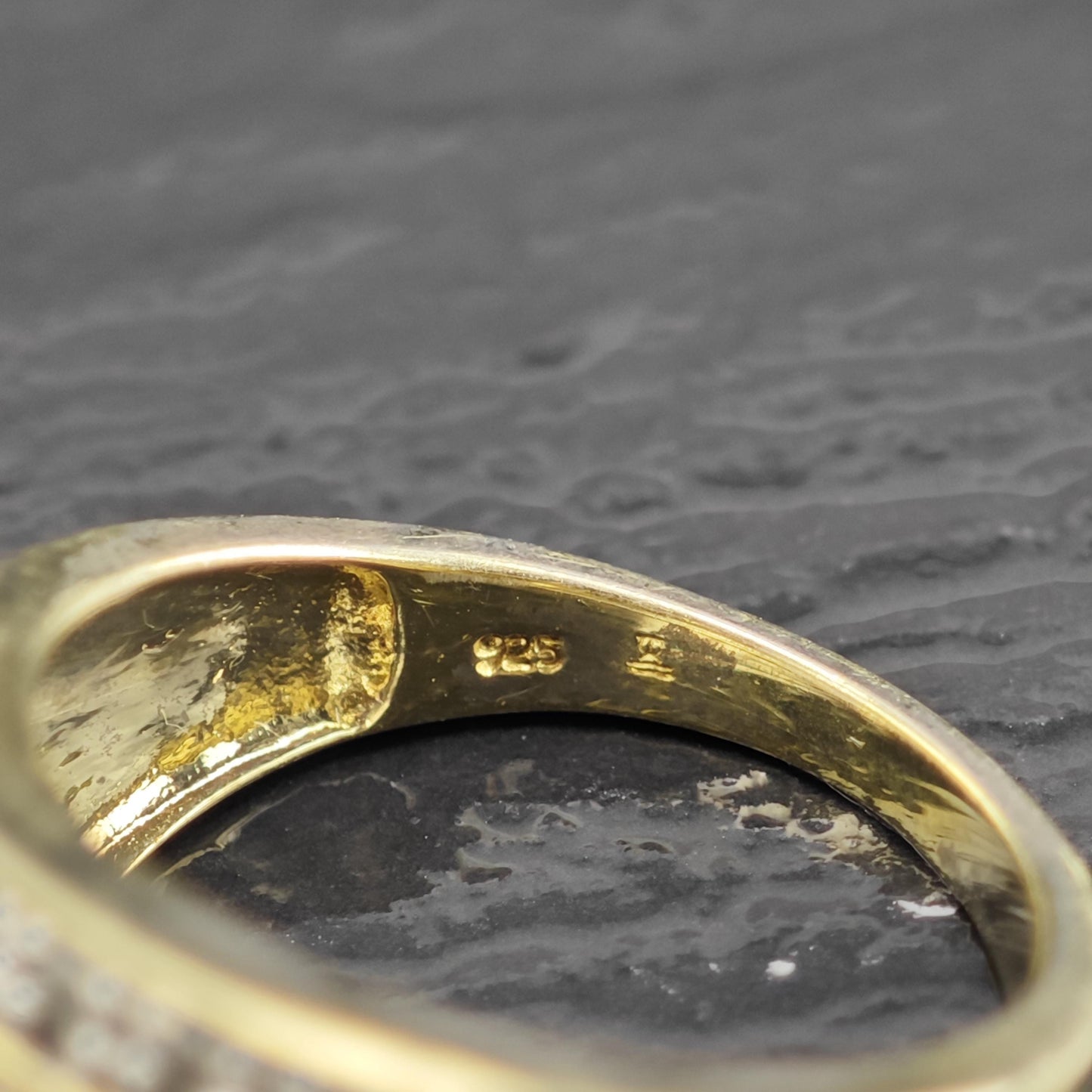 Diamond Gold Plated Sterling Silver Ring Sz 8 R6635