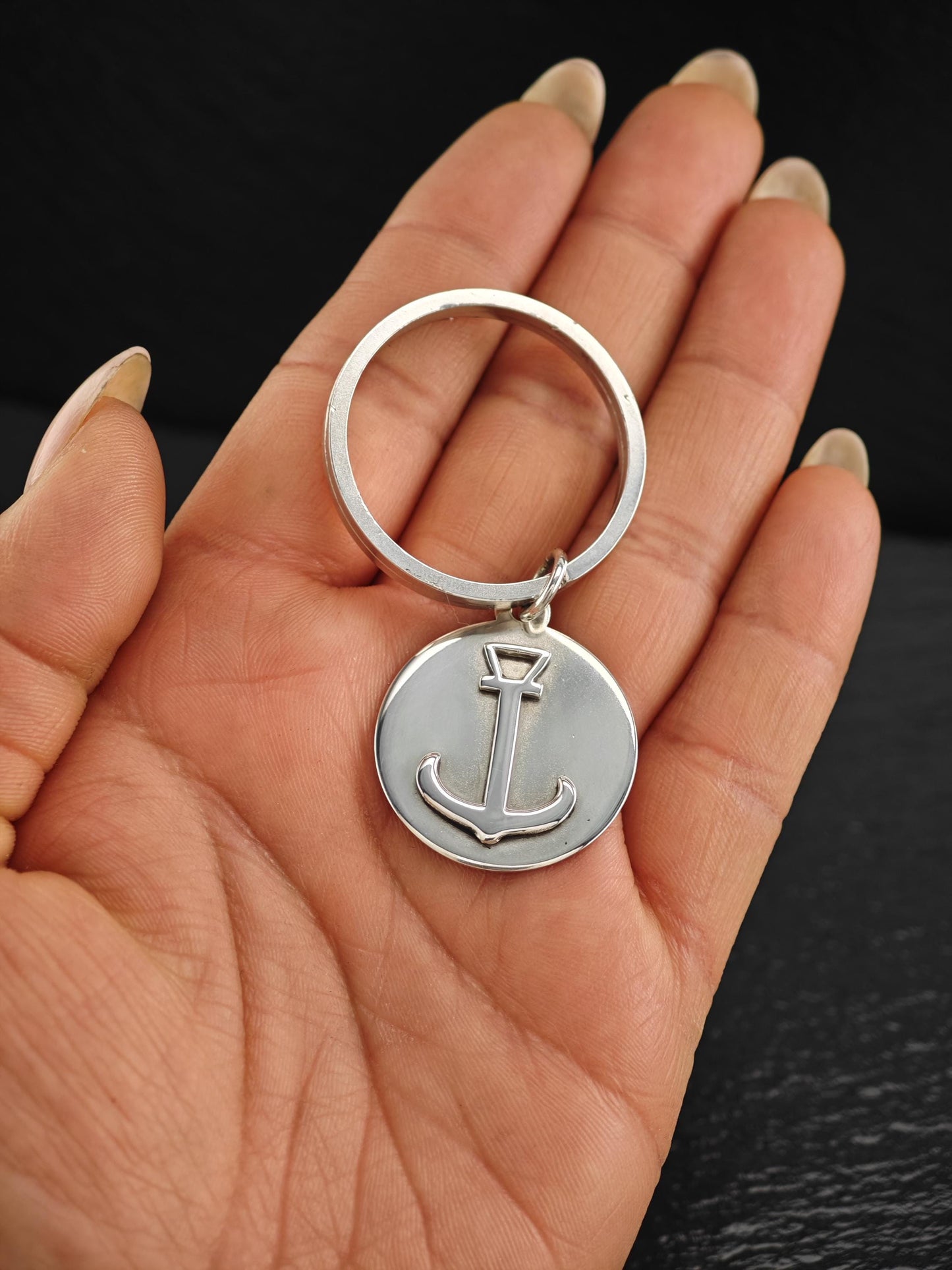 Mid Century Leonore Doskow Anchor Key Ring Sterling Silver