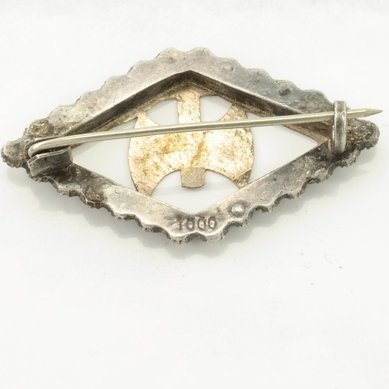 Victorian Sterling Silver Brooch Filigree Axe