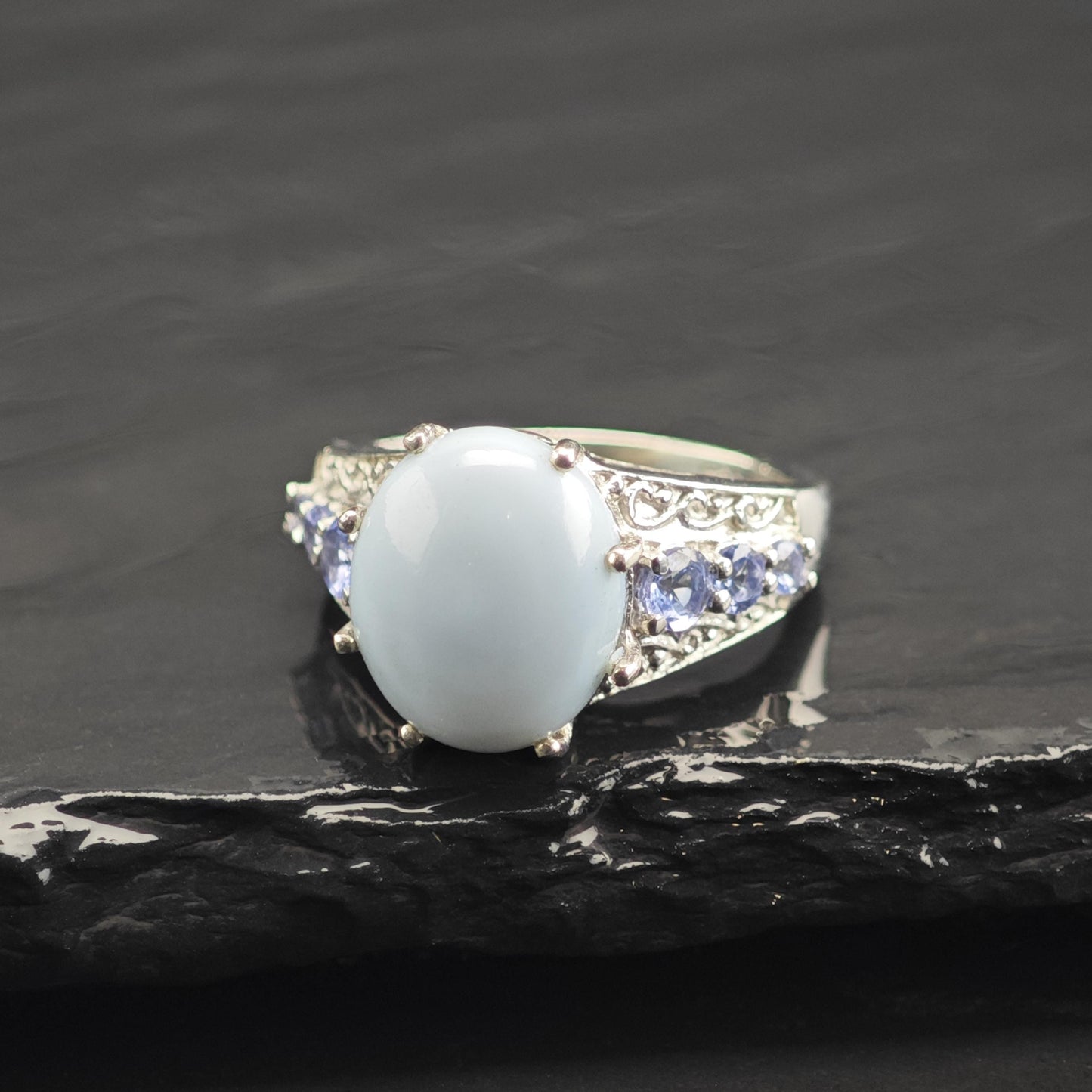 Blue Stone Tanzanite Sterling Silver Ring Sz 5 R6744