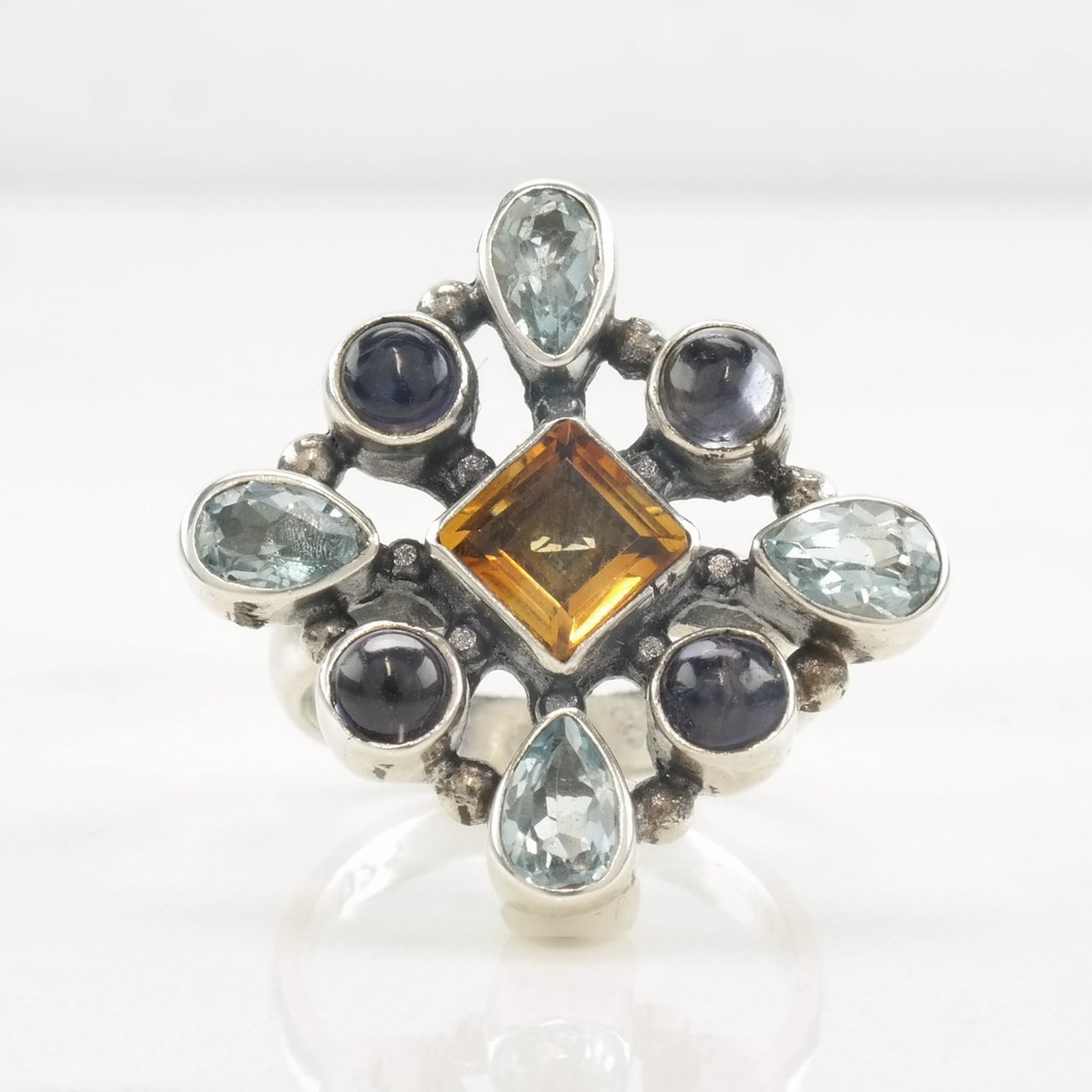 Vintage Sterling Silver Ring Citrine, Topaz Size 7