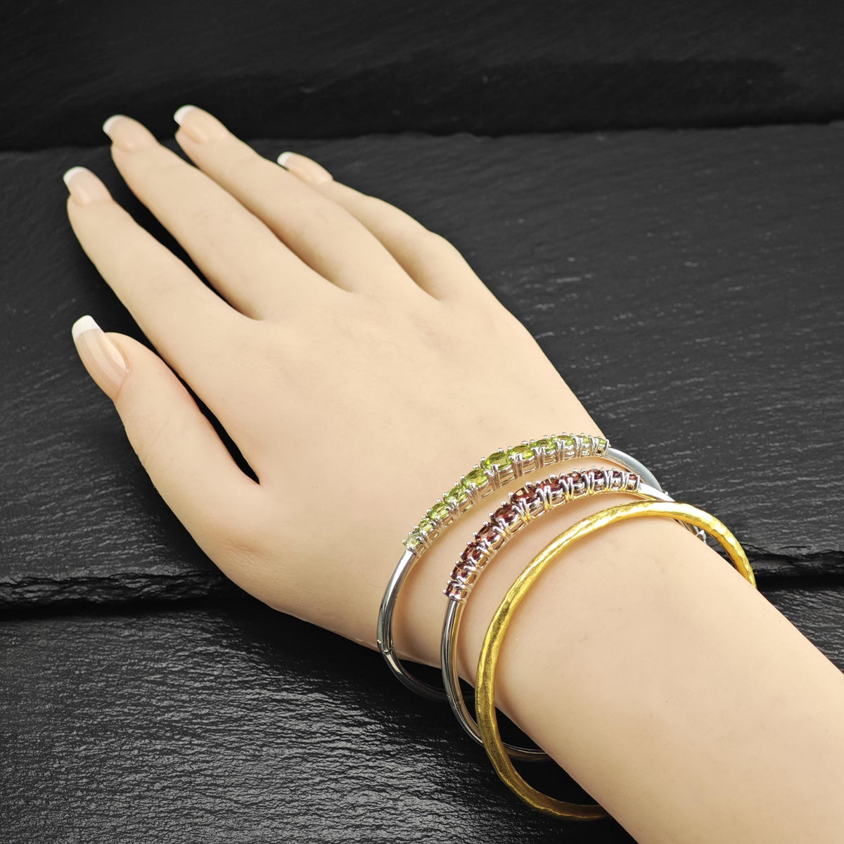 Vintage Ippolita Gold-Plated 4mm Bangle Sterling Silver Sz 7 1/2" BR3130
