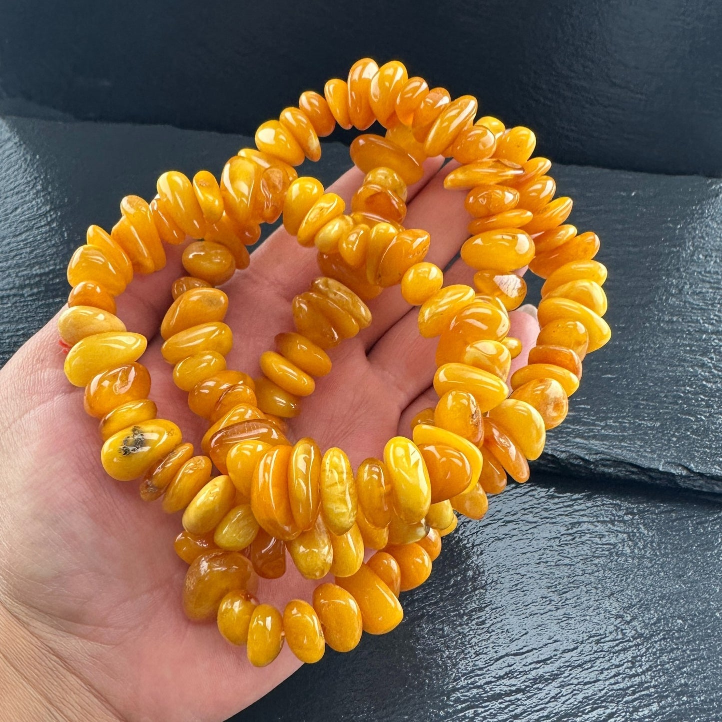 92gm Natural Baltic Amber Bead Necklace Opaque
