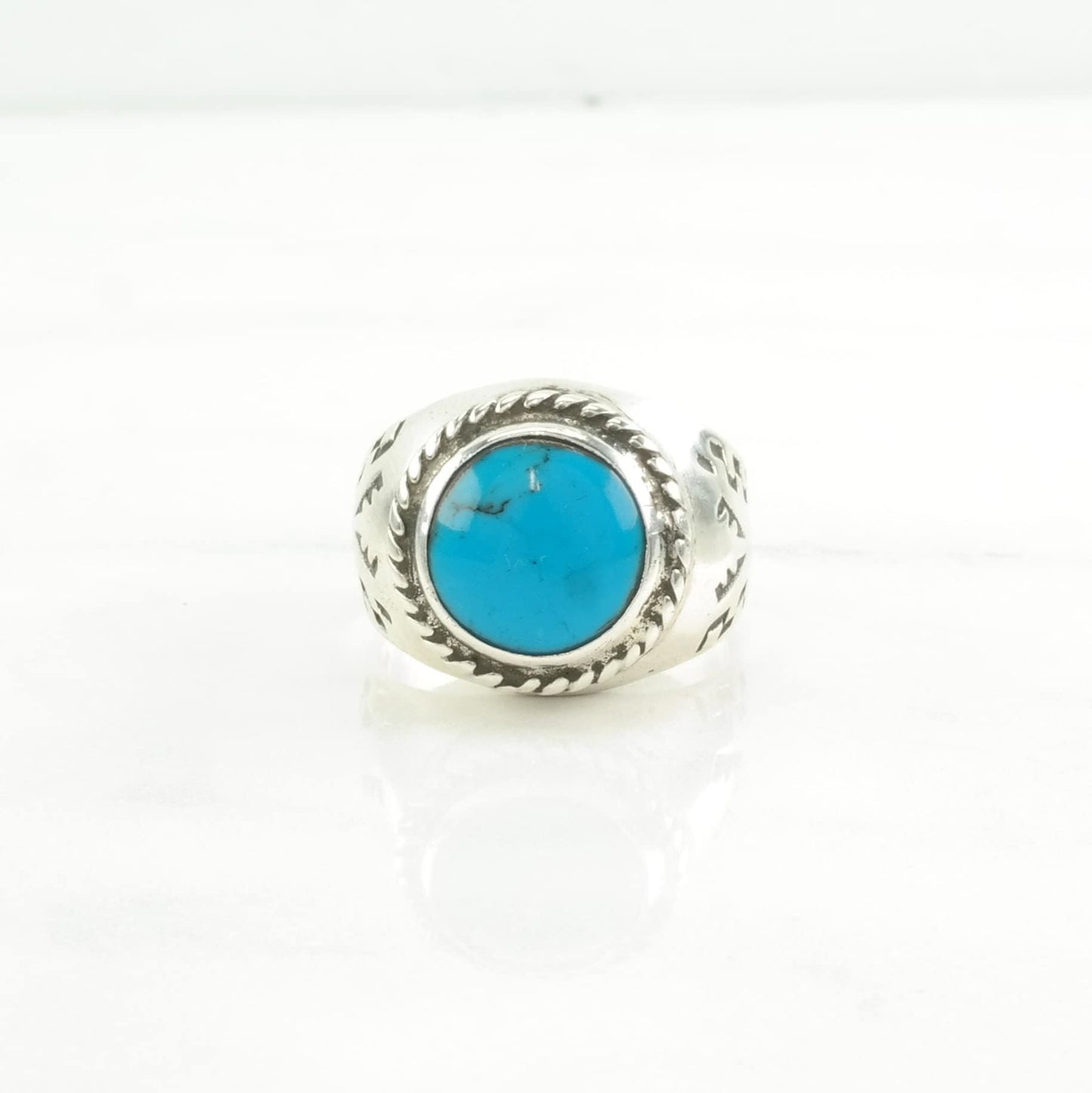 Sterling Silver Ring Turquoise Overlay Blue Size 9 1/2