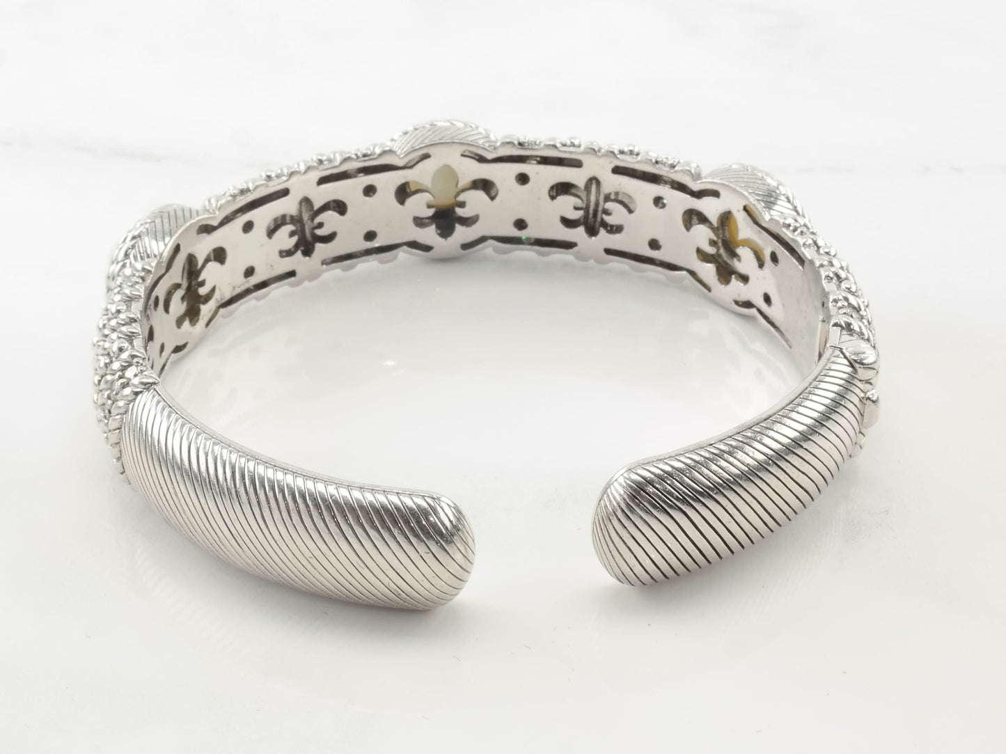 Judith Ripka Sterling Silver DQCZ Pearl Cuff Bracelet