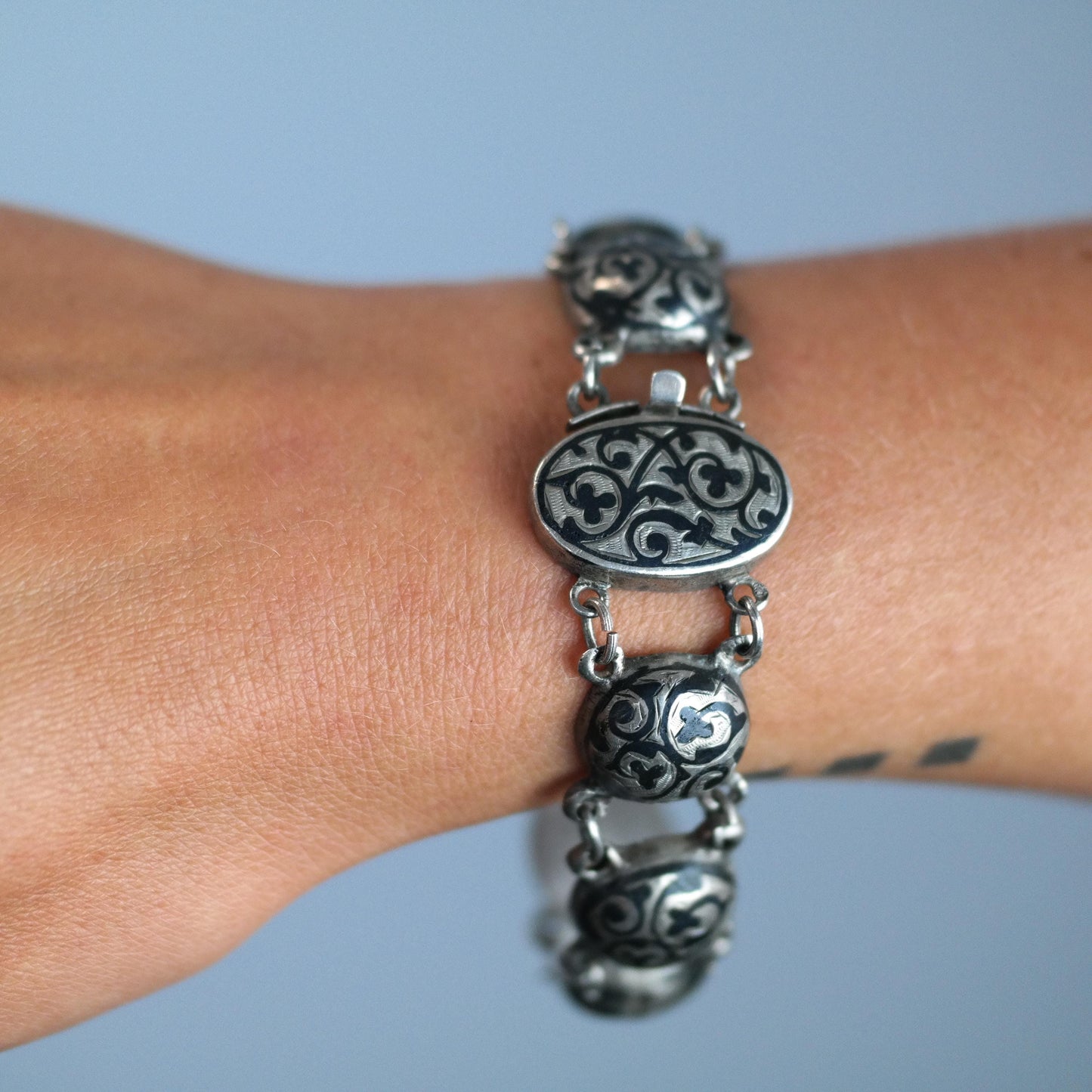 Tsar Alexander Russian 84, Niello Bracelet Sterling Silver