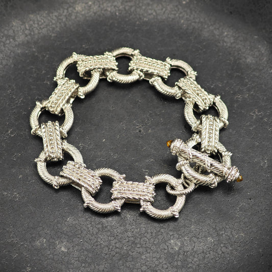 Judith Ripka Citrine Link Bracelet Sterling Silver