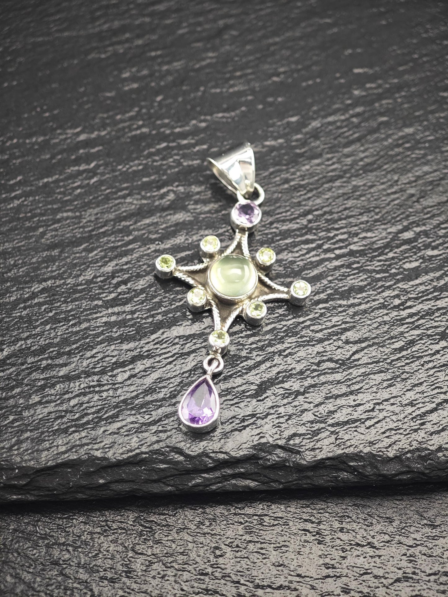 SLG Amethyst, Peridot Cross Pendant Sterling Silver P2723