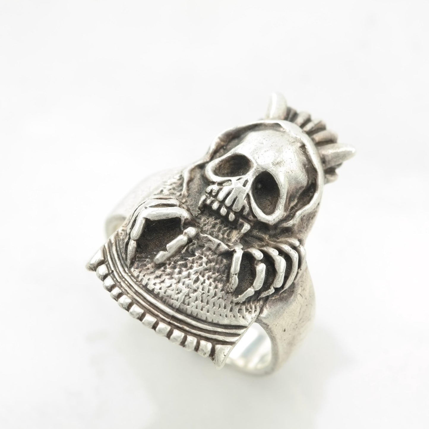 Vintage Biker Silver Ring Skull Skeleton Sterling Size 7 1/4