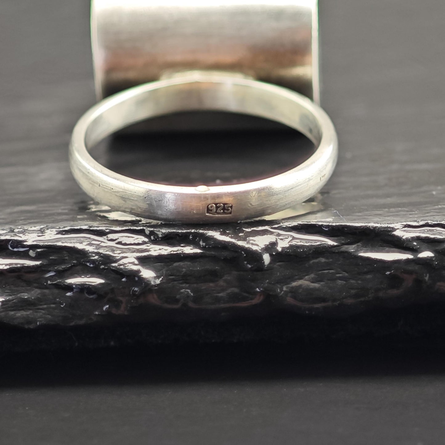 Modernist Butterscotch Amber Sterling Silver Ring Sz 7 1/4 R6728