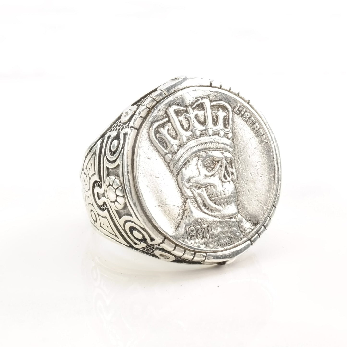 Biker Silver Ring 1937 Liberty Skeleton Size 9