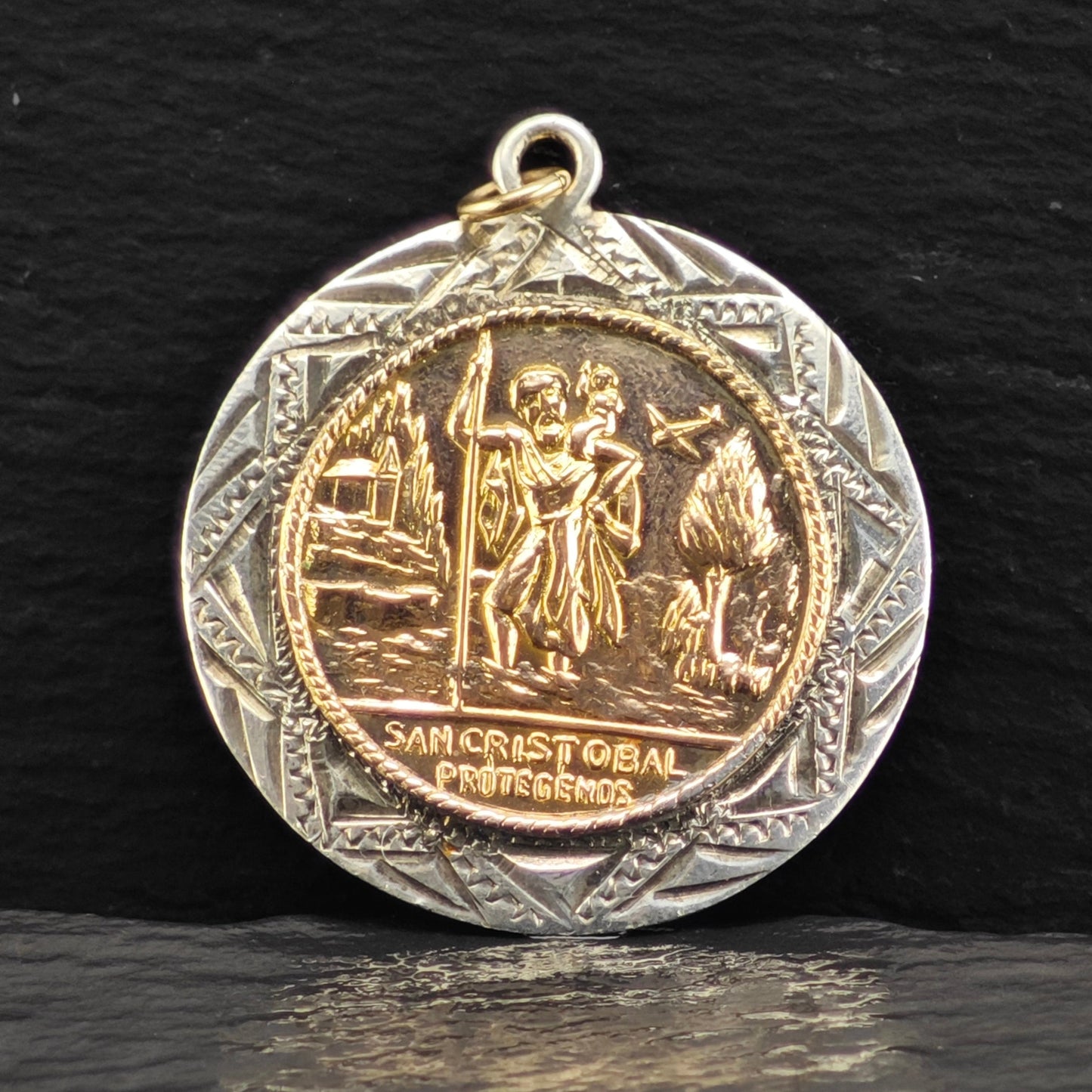 San Cristobal Protegenos Gold Filled Accent Pendant Sterling Silver P2910Gra