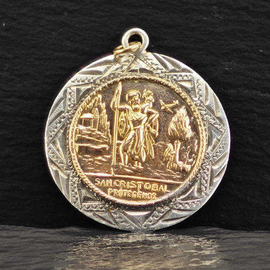 San Cristobal Protegenos Gold Filled Accent Pendant Sterling Silver P2910Gra