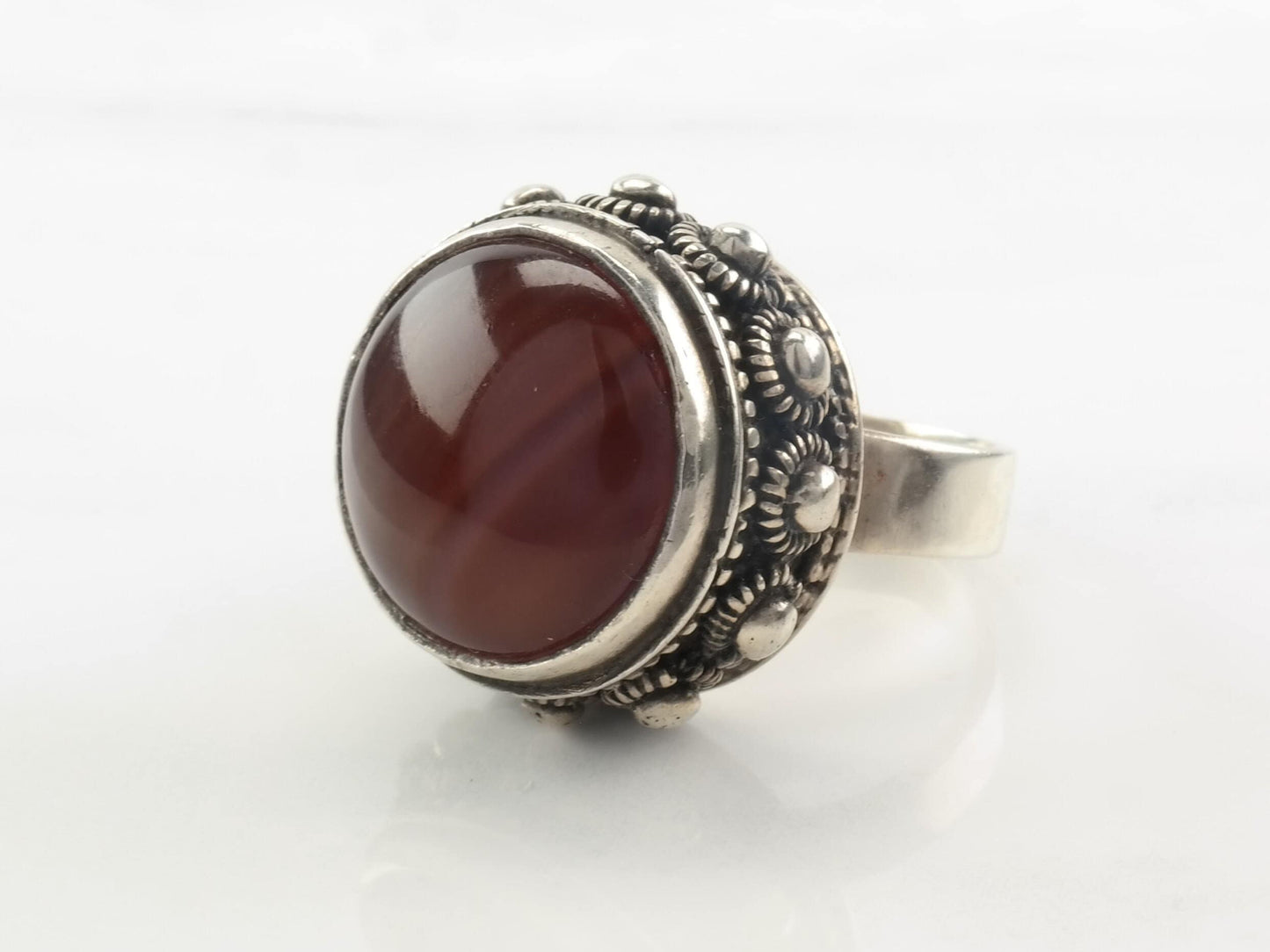 Brutalist Ring Agate Sterling Silver Size 7 1/2