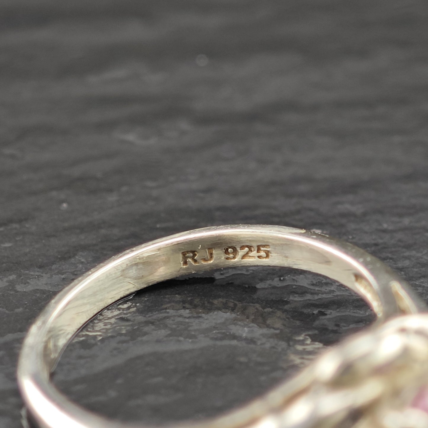 Silver Ring Pink Gemstone Sterling Size 6 3/4 R6185