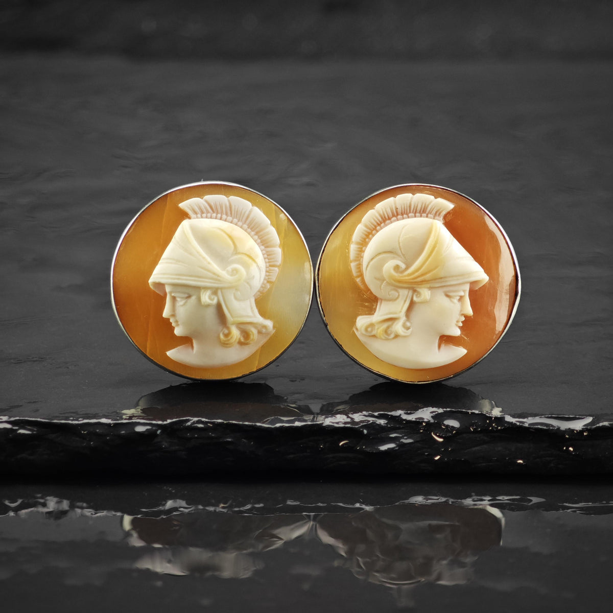 Trojan/Spartan Cameo Circle Sterling Silver Cufflinks MISC0433