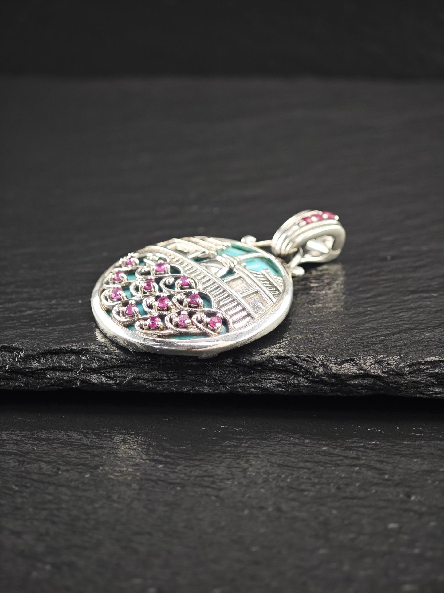 Turquoise, Ruby Thailand Pendant Sterling Silver P2738