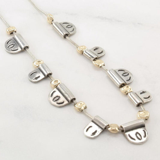 Noy Li Gold Tone Modernist, Sterling Silver Stamped Necklace N2382