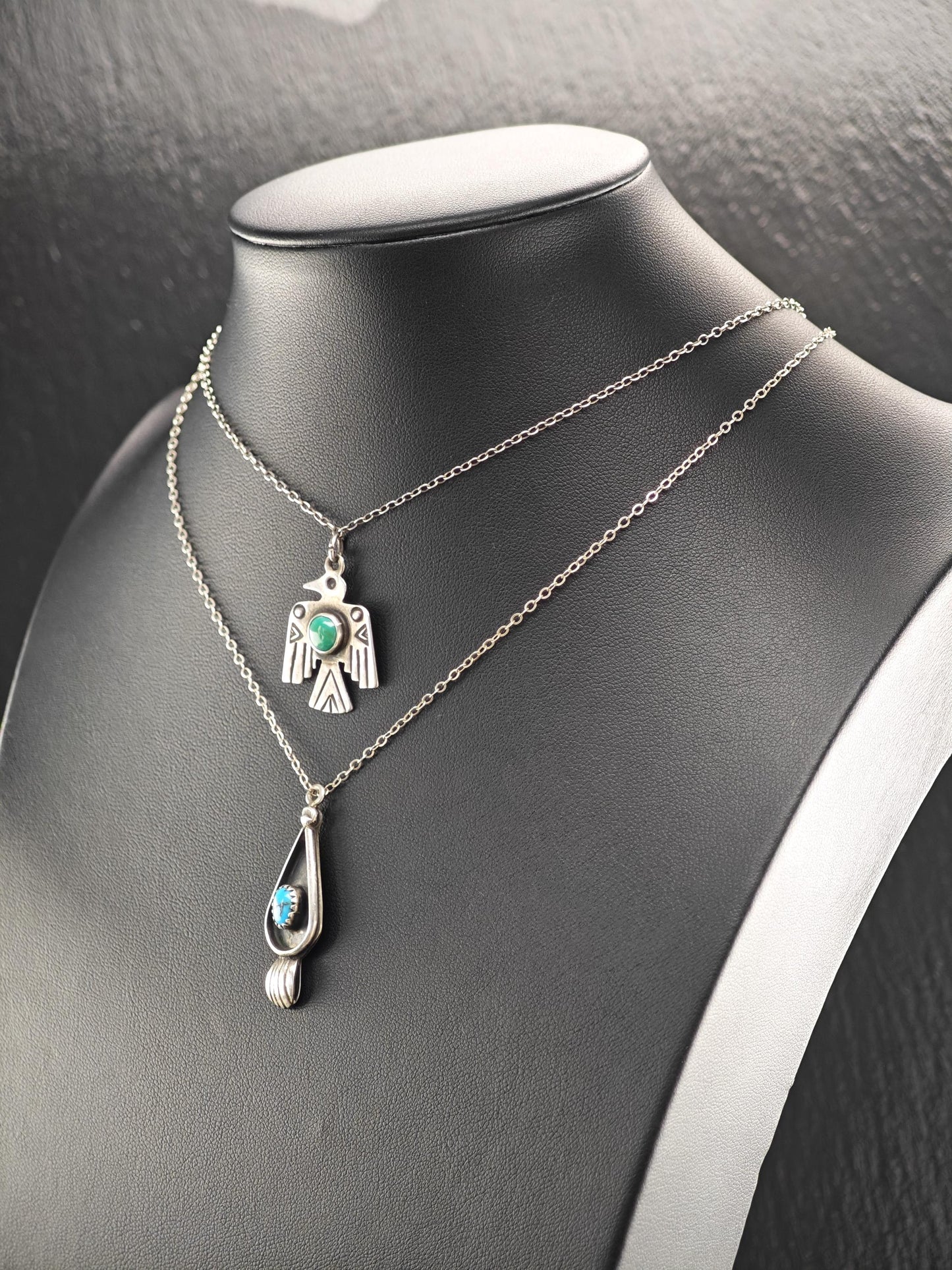 Minimalist Native American Turquoise Necklace Sterling Silver N2519