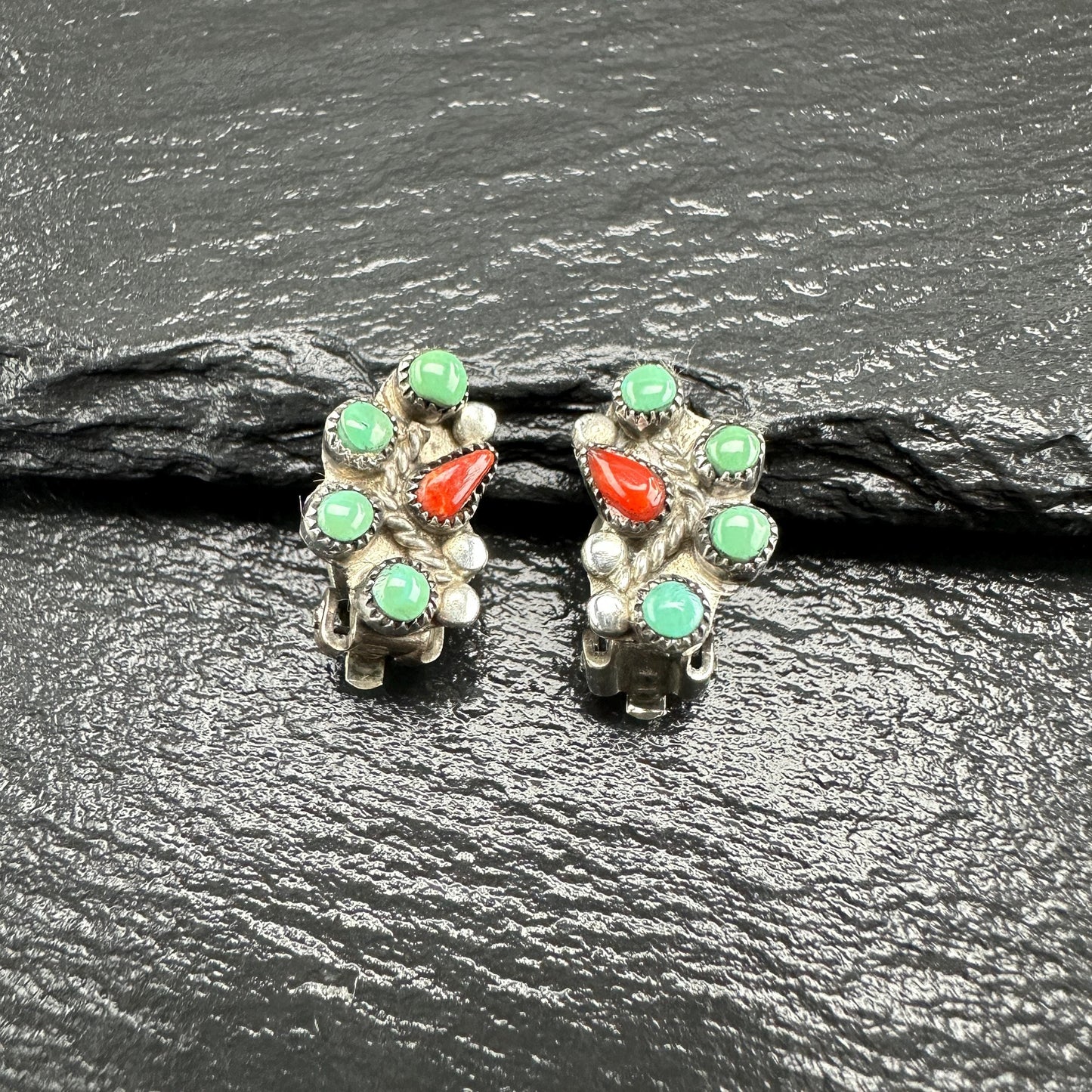 Choice of Native American, Zuni Clip On Earrings Sterling Silver