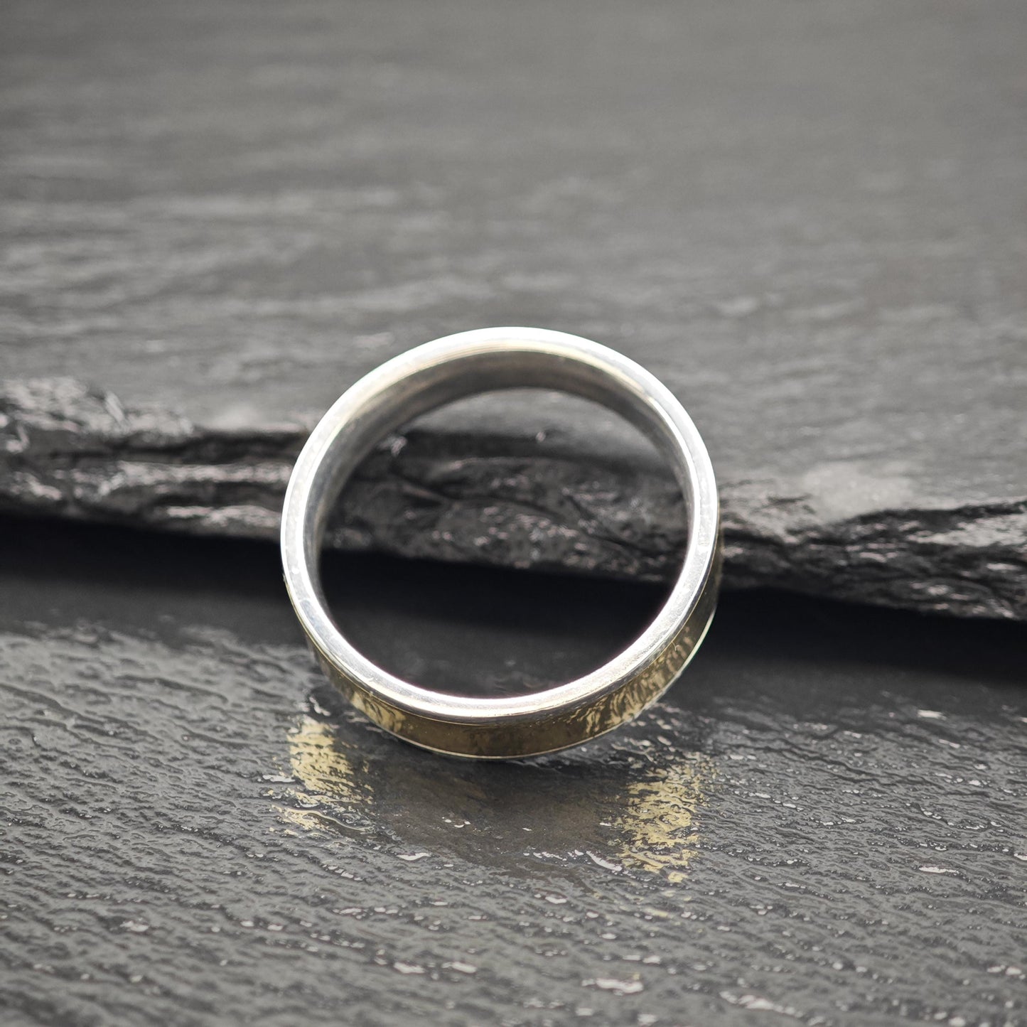 1/9 10KT Gold Accent Band Sterling Silver Sz 12