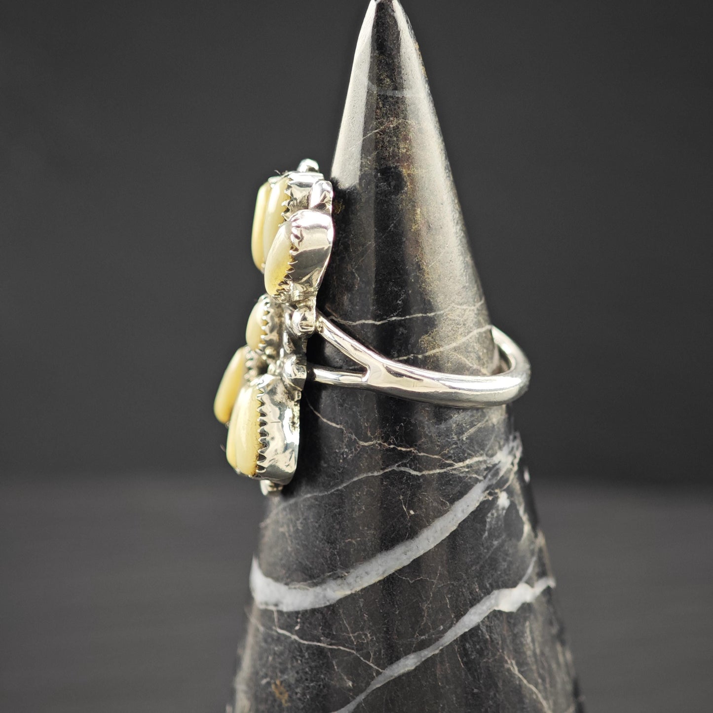 Zuni, Bill & Lou MOP Floral Ring Sterling Silver Size 5 3/4