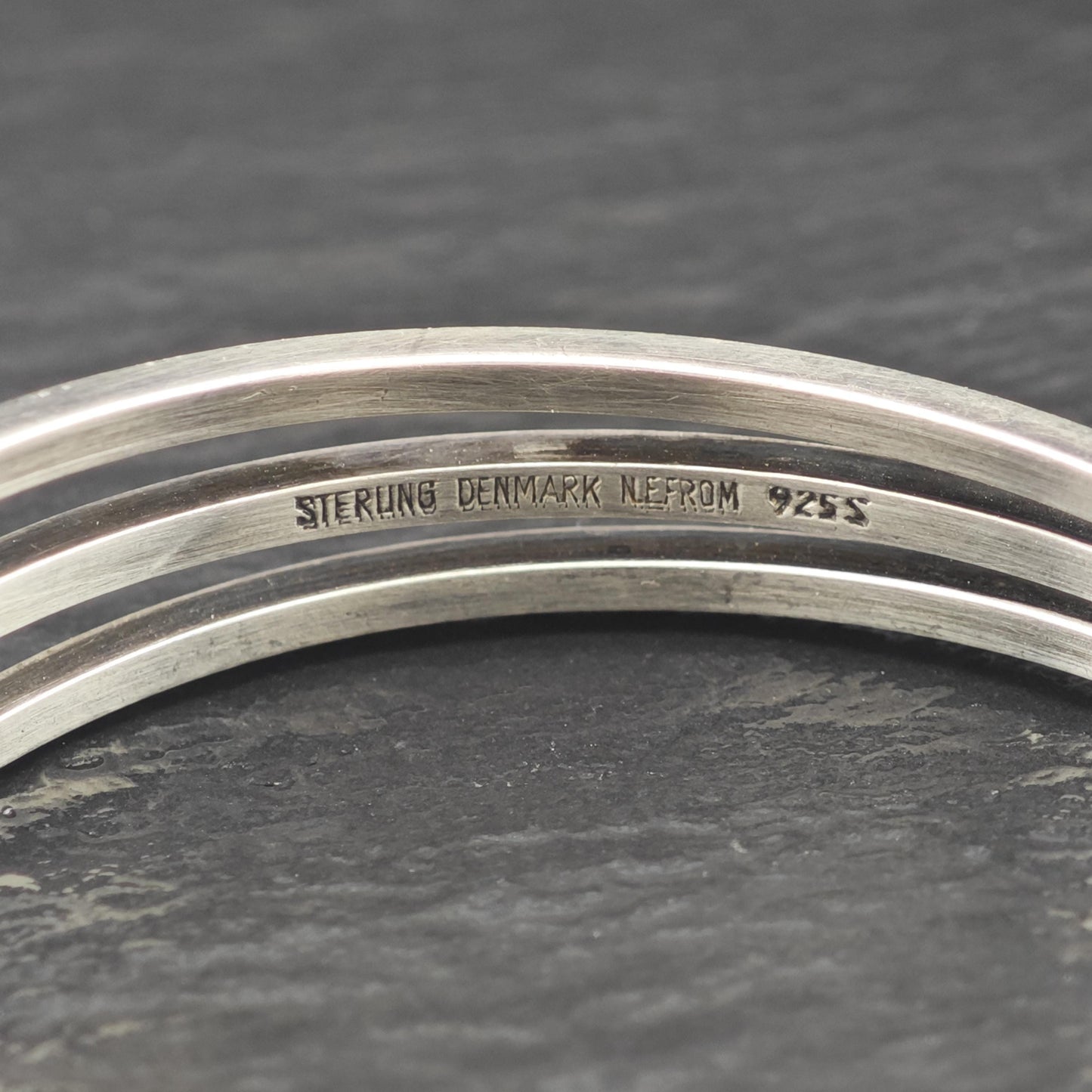 Denmark Silver Amber Modernist Cuff Bracelet Sterling N. E From