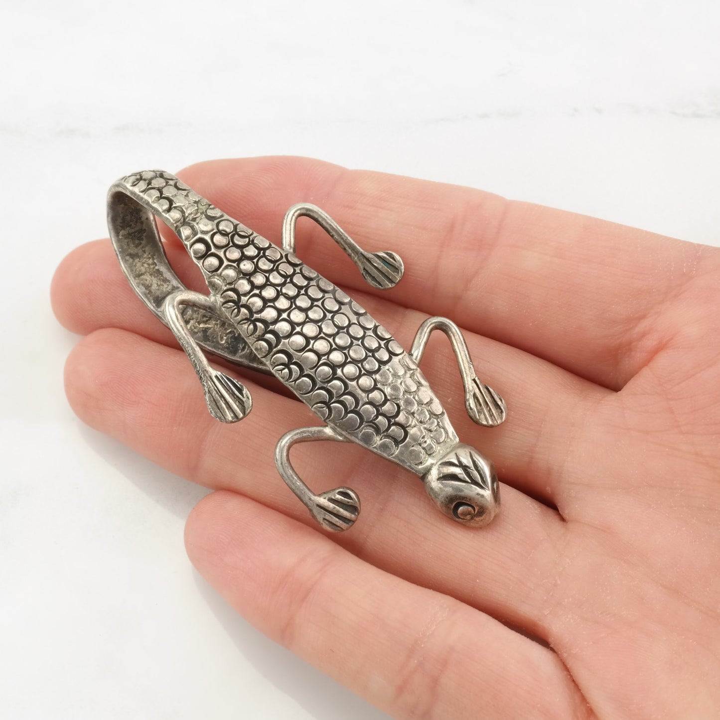 Vintage Lizard Brooch Sterling Silver