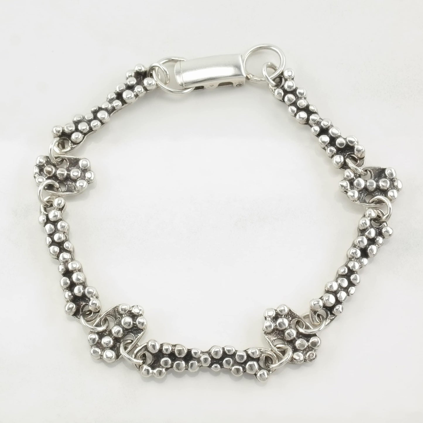 Designer Sterling Silver Link Bracelet Abstract