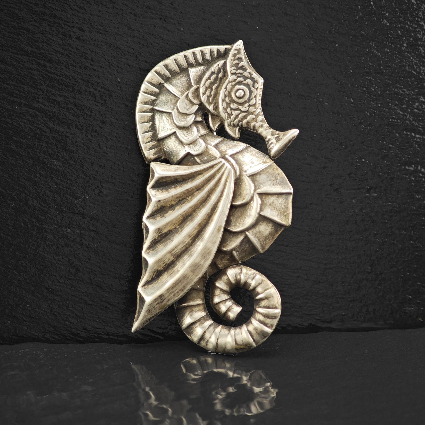 Vintage Sterling Silver Seahorse Brooch Made in Mexico Nautical Jewelry