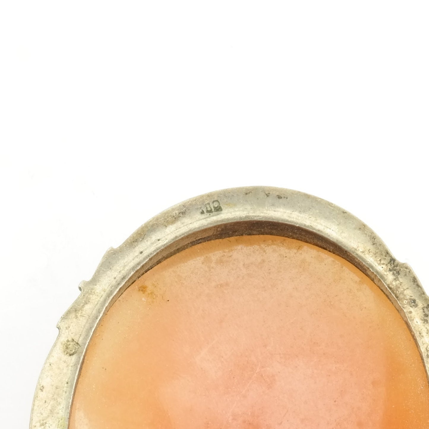 Orange Silver Brooch Pendant Female, Portrait, Marcasite Cameo Sterling B1839