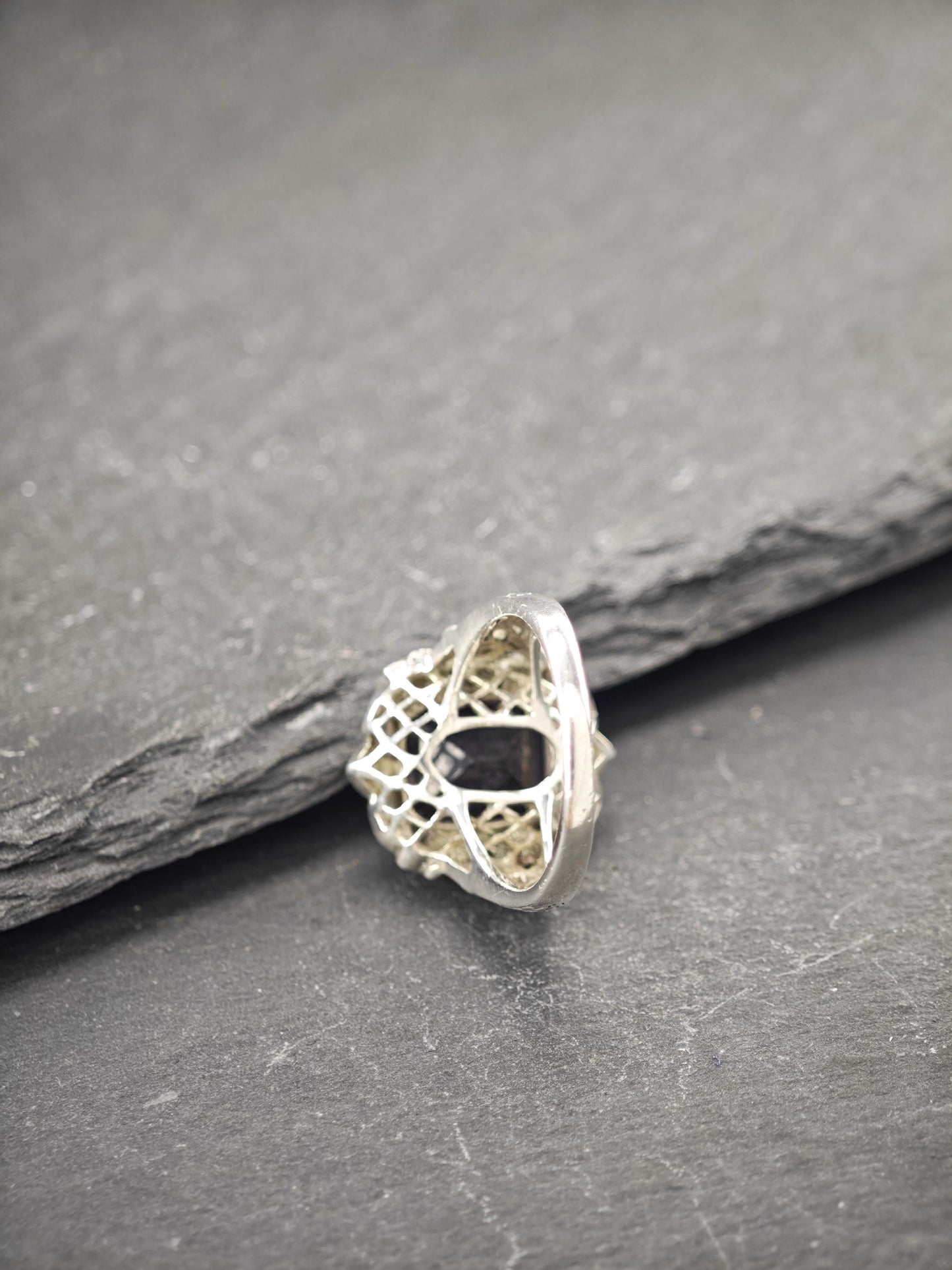 Art Deco Style, Syntehtic Alexandrite Ring Sterling Silver