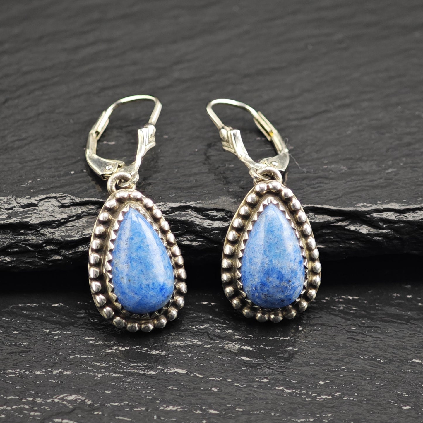 Carol Felley Blue Sodalite Sterling Silver Latch Back/Dangle Earrings ER3113