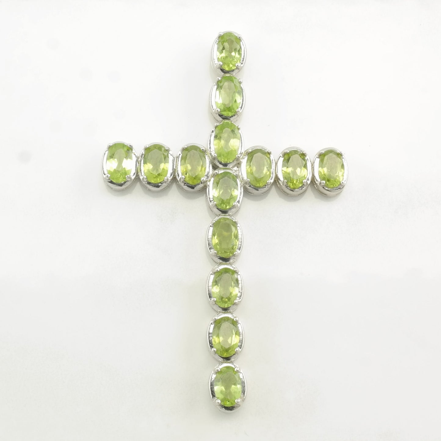 Vintage Peridot Cross Sterling Silver Pendant