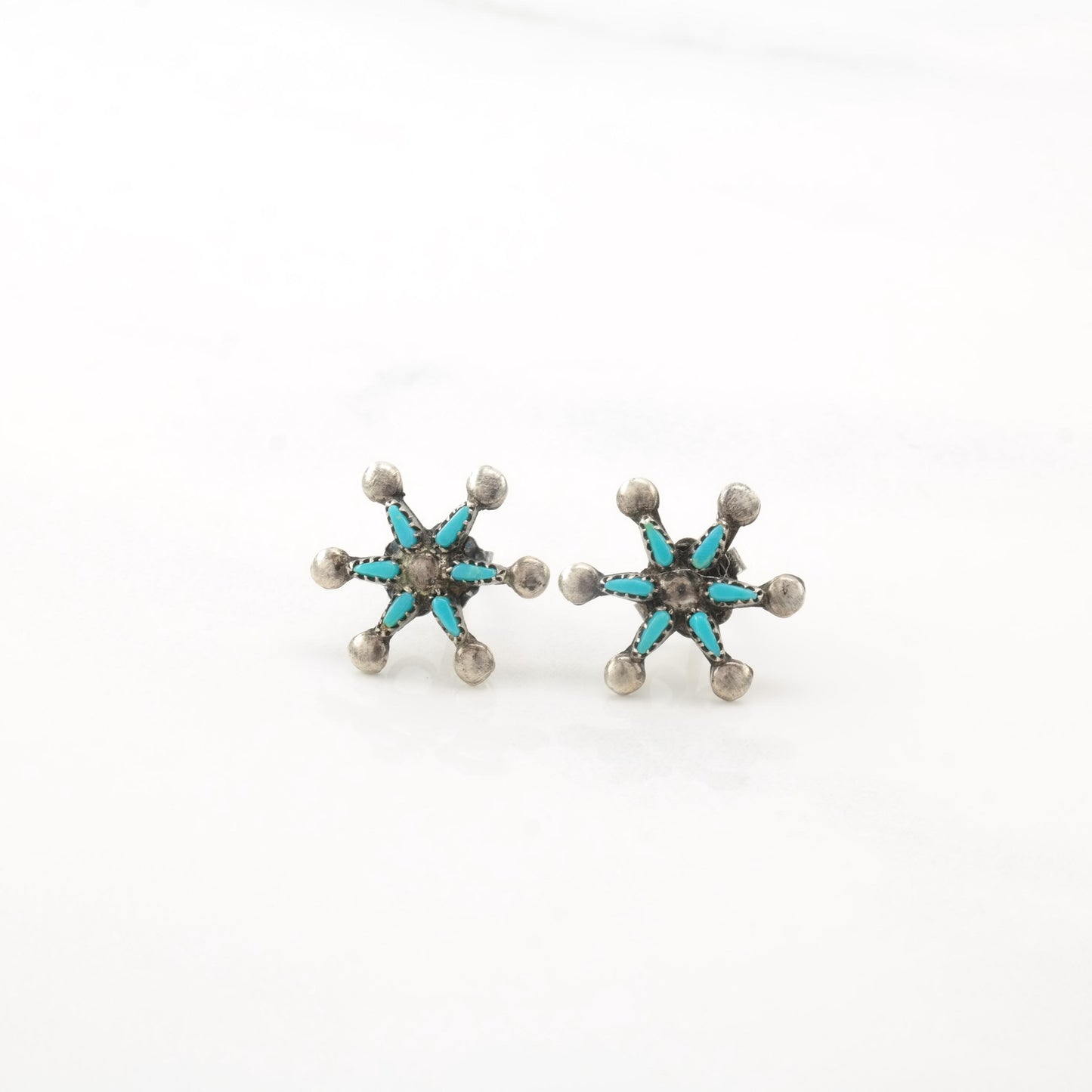 Choice of Vintage Native American Blue Turquoise Dainty, Minimalist Sterling Silver Stud Earrings