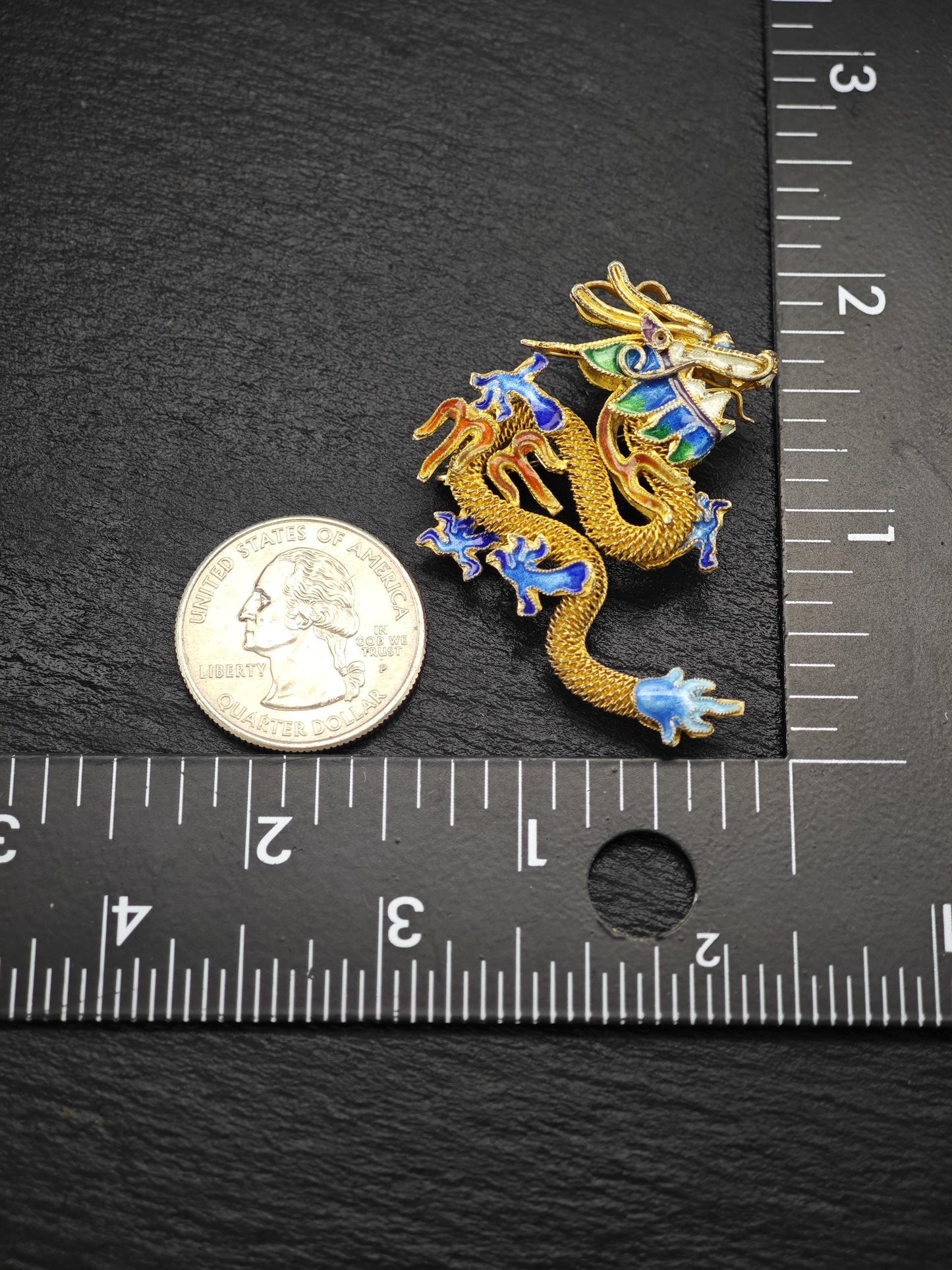 Choice of Chinese, Export Enamel Dragon Brooches Sterling Silver