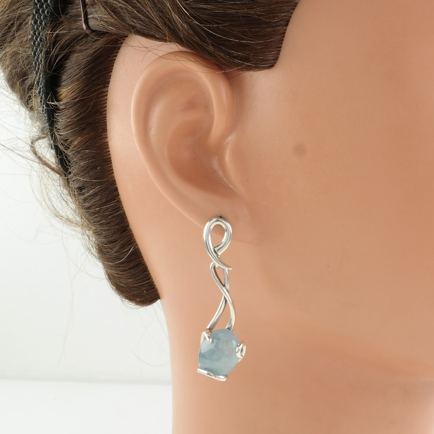 Vintage Carolyn Pollack Stud Dangle Earrings Sterling Silver Blue Quartz