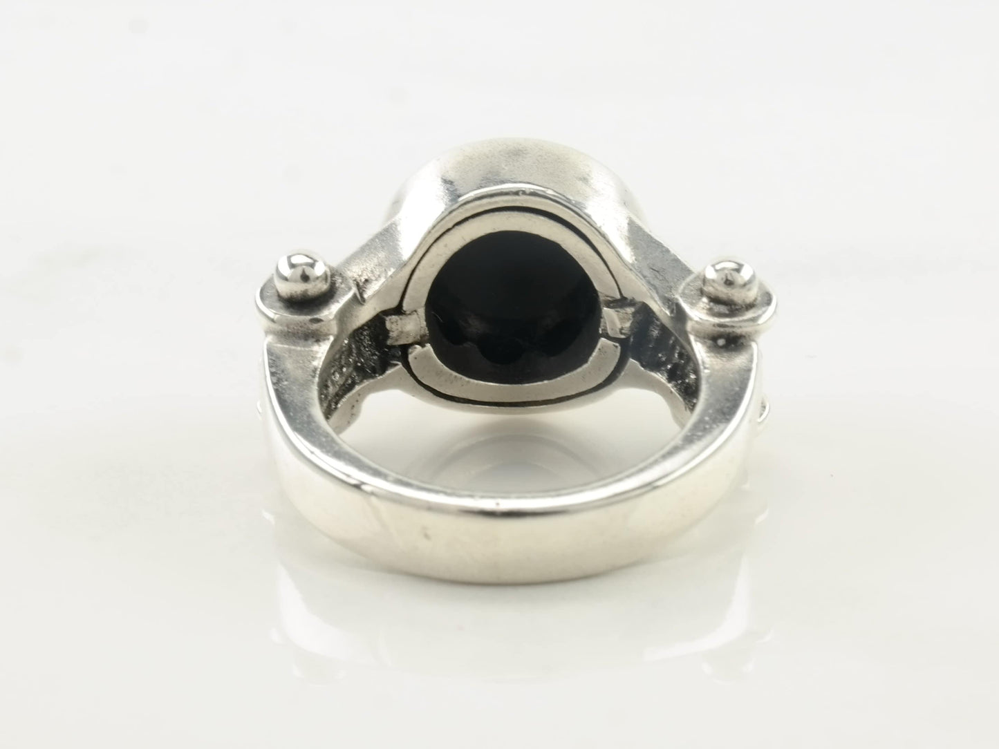 Sterling Silver Ring Onyx Intaglio Roman Soldier Black Size 4 1/4