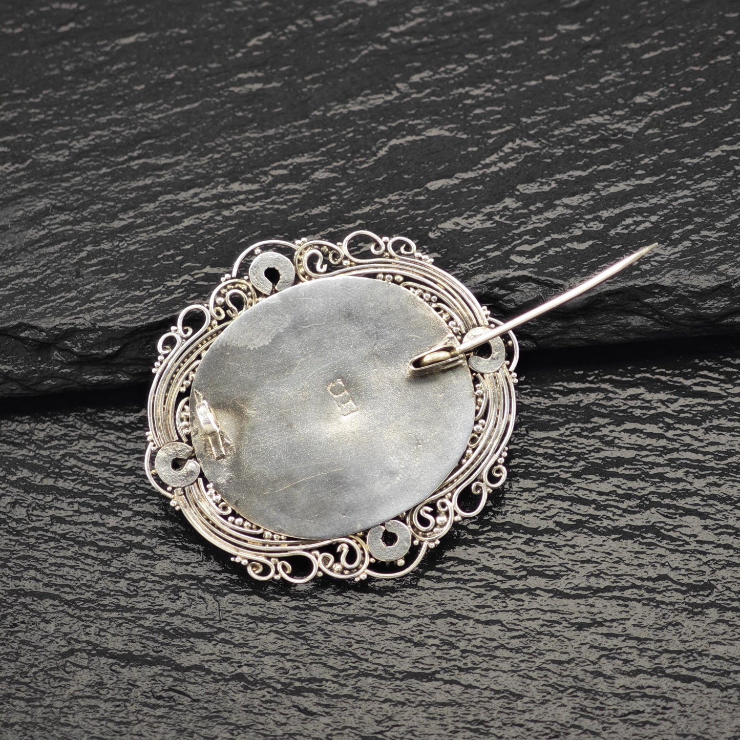 Purple Amethyst Brooch Floral Sterling Silver