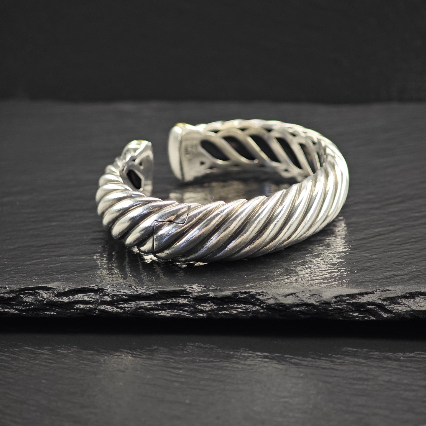 David Yurman Wide Cuff Bracelet 15mm 18k Gold Accent Sterling Silver