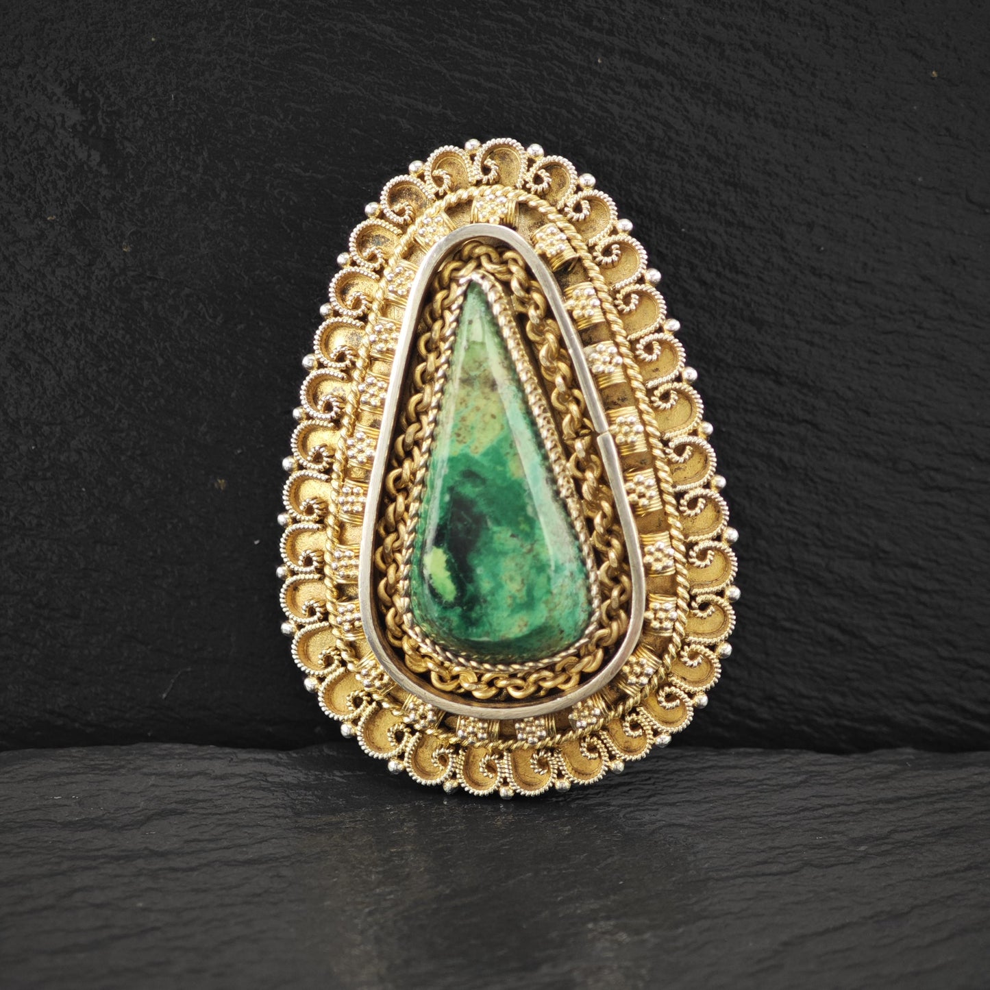 Light Gold Washed Eilat Brooch/Pendant Sterling Silver