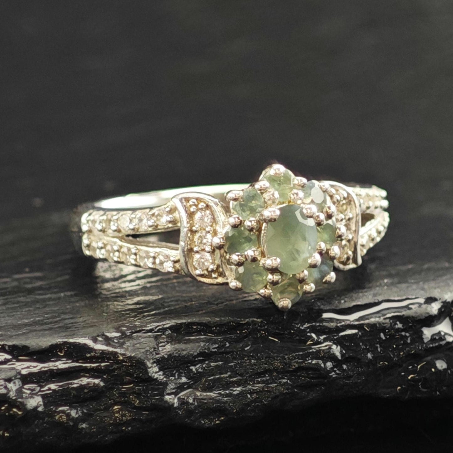 Natural Alexandrite & Topaz Sterling Silver Ring Sz 5 R6552
