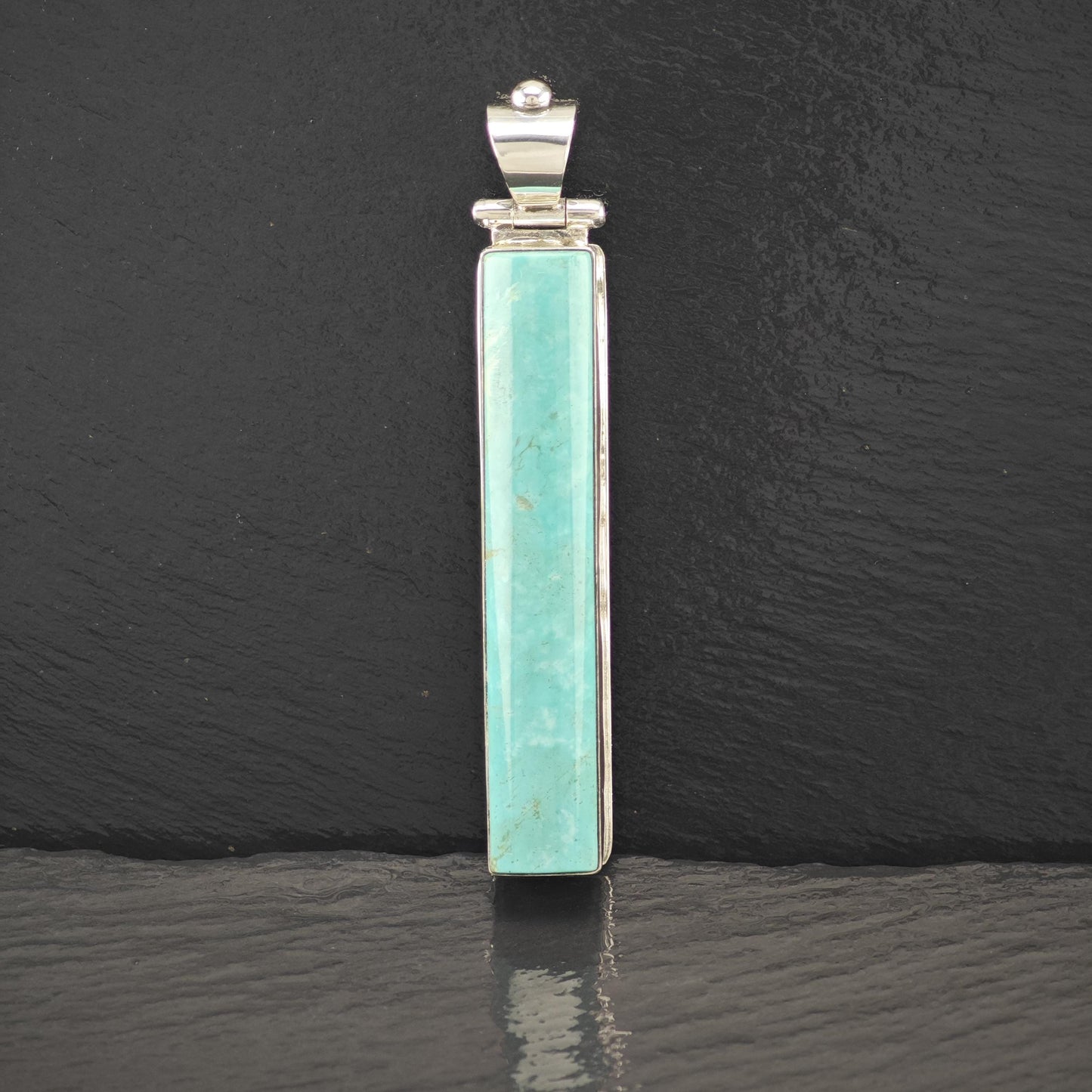 Lg Navajo Turquoise Pendant Sterling Silver by David Troutman P2823