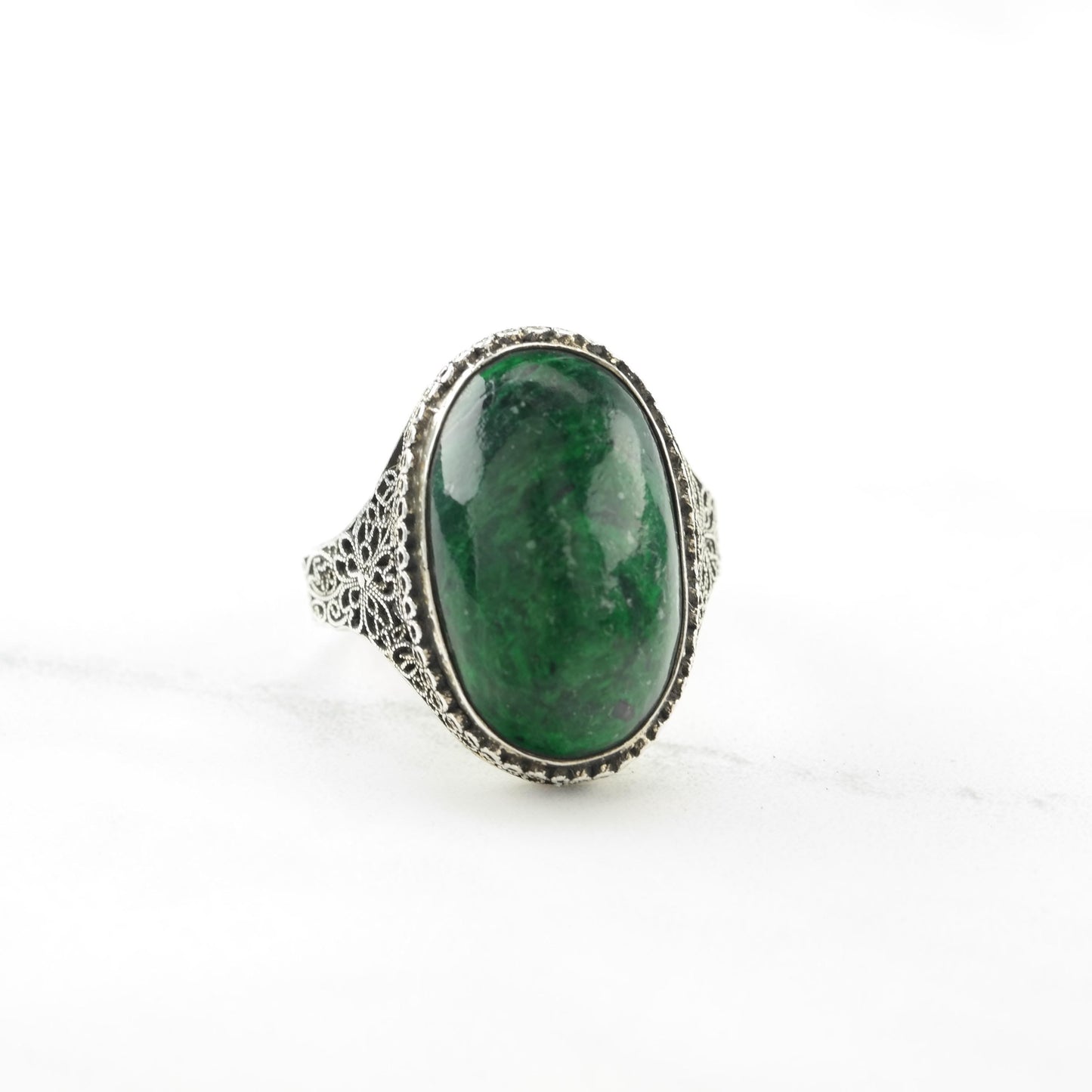 Chinese Export, Sterling Silver Ring Szadjustable 7 to 9 R5678