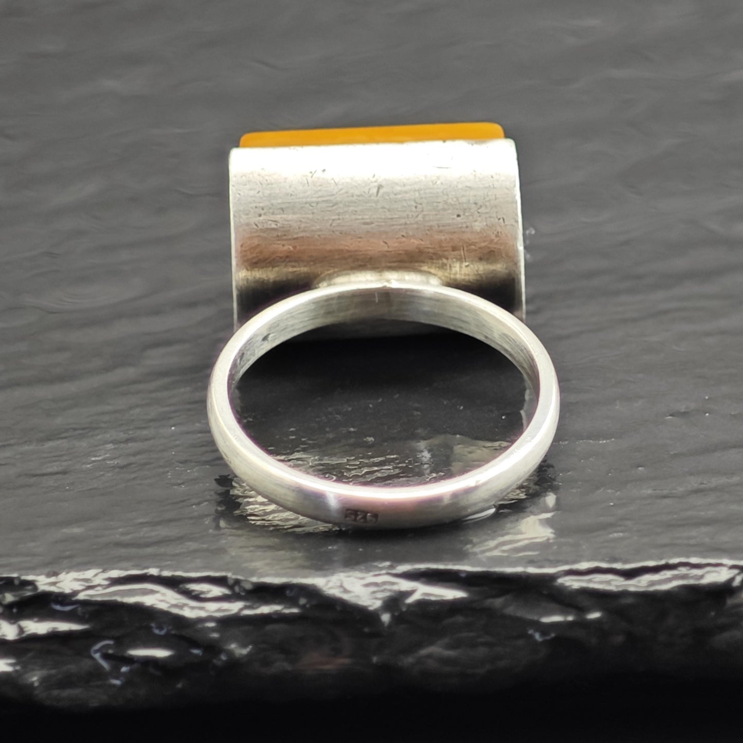 Modernist Butterscotch Amber Sterling Silver Ring Sz 7 1/4 R6728